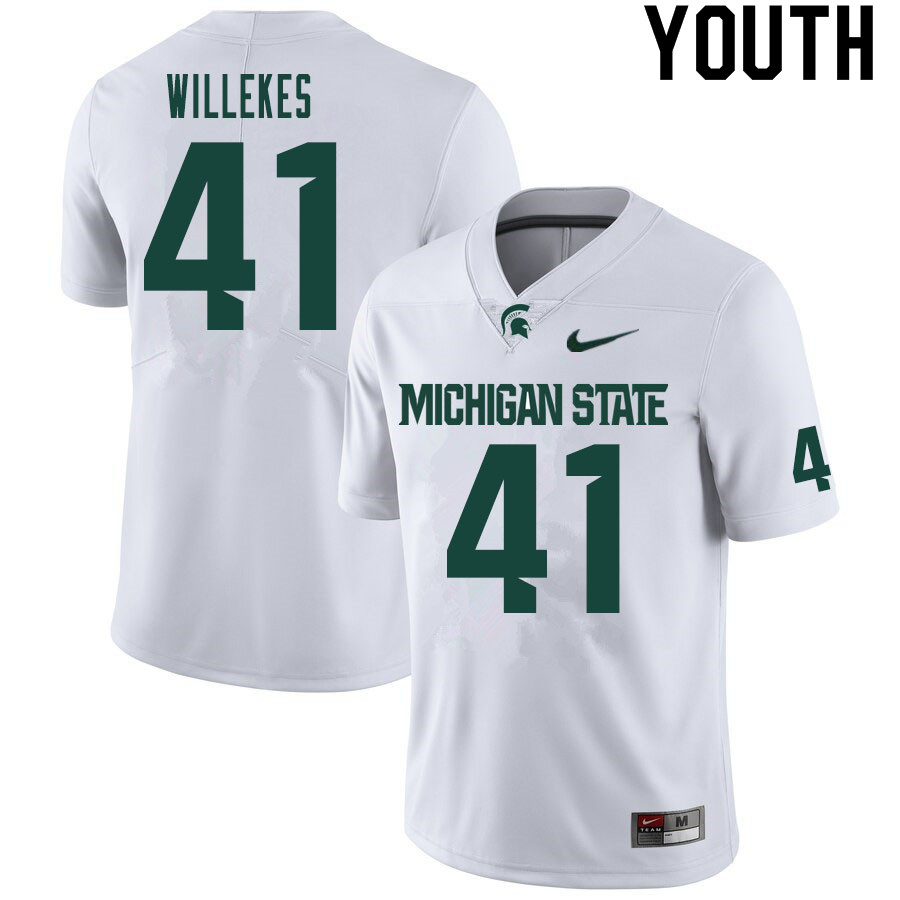 Youth #41 Charles Willekes Michigan State Spartans College Football Jerseys Sale-White